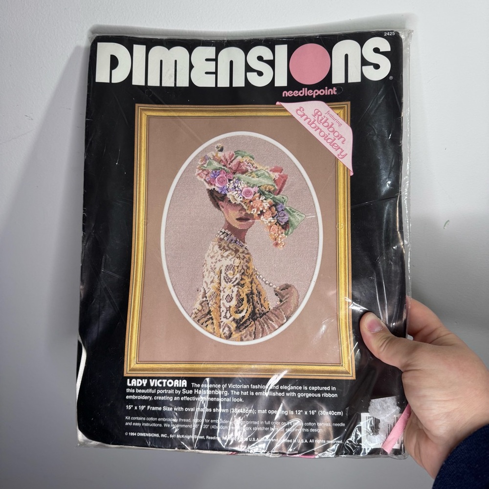 VTG 1994 Dimensions Lady Victoria Needlepoint Ribbon Embroidery Kit